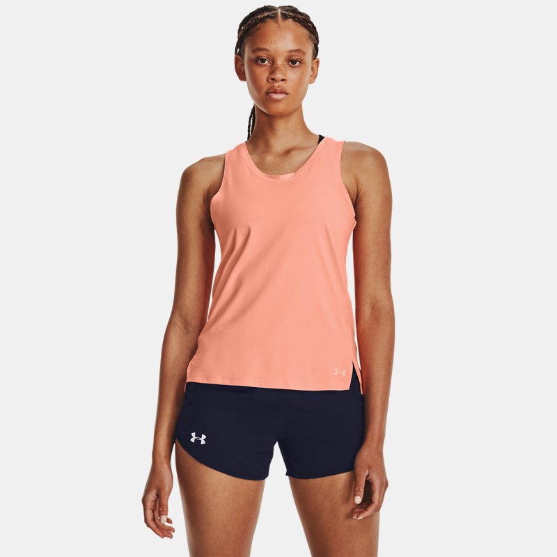 Camiseta sin mangas Under Armour Iso-Chill Laser para mujer Bubble Peach / Bubble Peach / Reflectante L